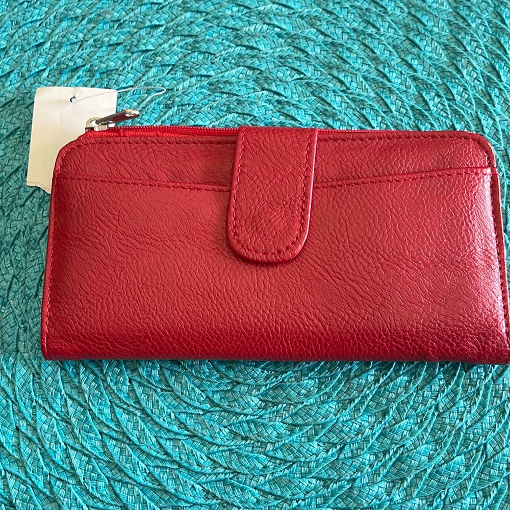 Red faux leather wallet